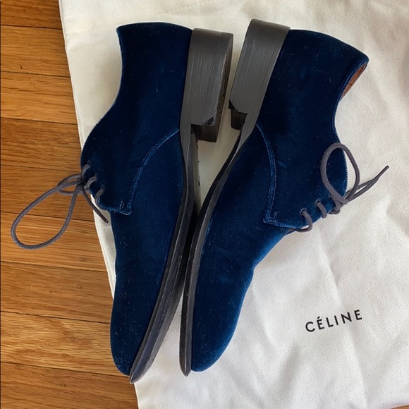 Céline blue velvet oxfords - Picture 3 of 3